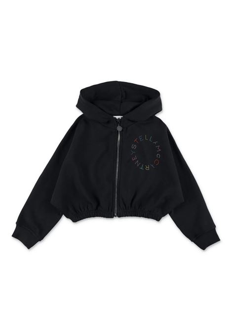 Black Zip-Up Hoodie With Multicoloured Logo STELLA MCCARTNEY KIDS | TV4C90-Z0453930