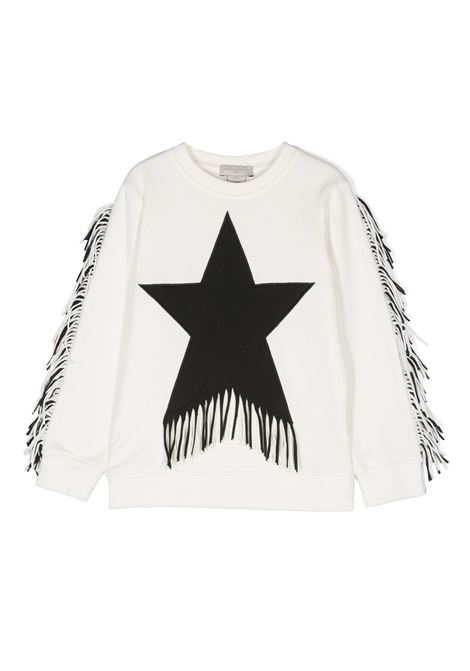 White Sweatshirt with Fringe and Star Graphic STELLA MCCARTNEY KIDS | TV4D00-Z0453101