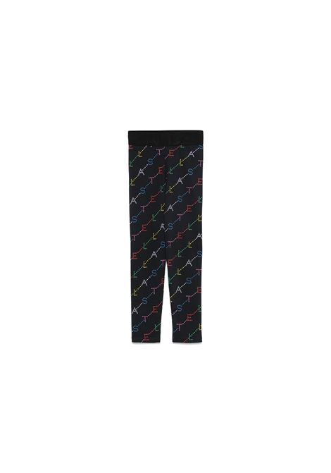 STELLA MCCARTNEY KIDS Leggings Neri Con Logo Multicolore All-Over - STELLA MCCARTNEY KIDS