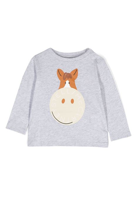 Grey T-Shirt With Horse Graphic STELLA MCCARTNEY KIDS | TV8580-Z0434807