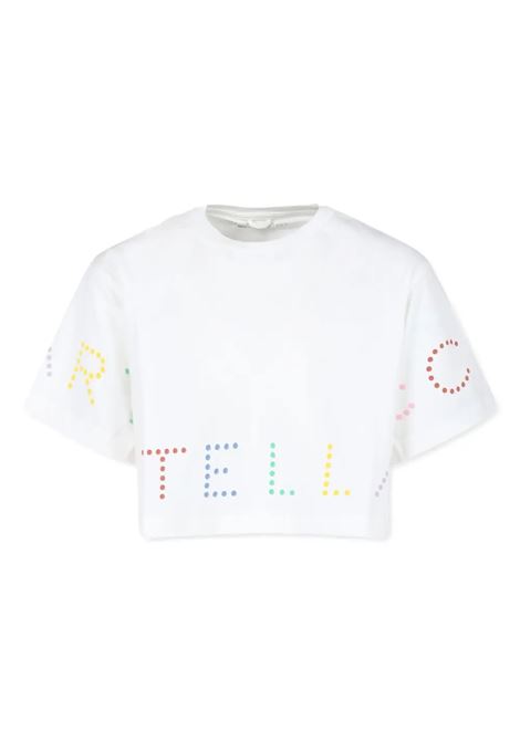 STELLA MCCARTNEY KIDS T-Shirt Cropped Bianca Con Logo Multicolore - STELLA MCCARTNEY KIDS