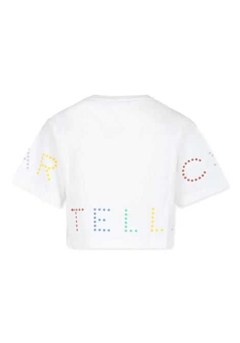 White Cropped T-Shirt With Multicoloured Logo STELLA MCCARTNEY KIDS | TV8C51-Z0434101