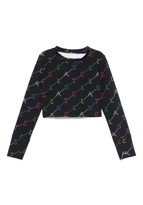 Black T-Shirt With All-Over Multicoloured Logo STELLA MCCARTNEY KIDS | TV8C60-Z2027930MC