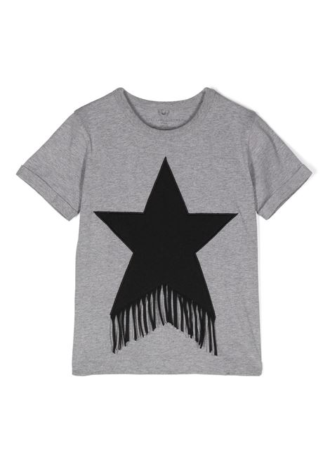 Grey T-Shirt with Fringes and Star Graphics STELLA MCCARTNEY KIDS | TV8C91-Z0434809