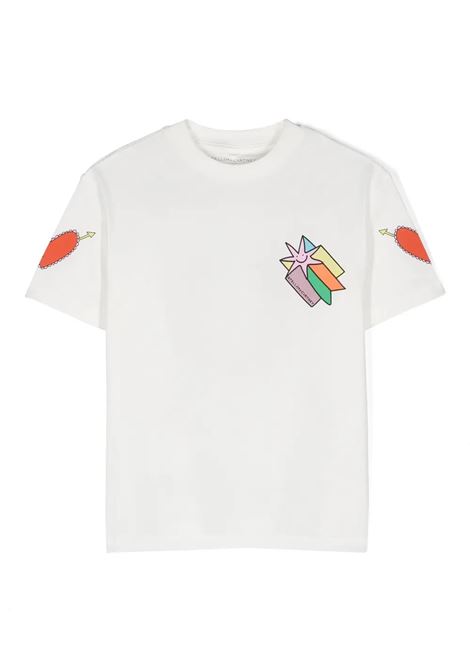 STELLA MCCARTNEY KIDS T-Shirt Bianca Con Grafica Stelle Cadenti - STELLA MCCARTNEY KIDS