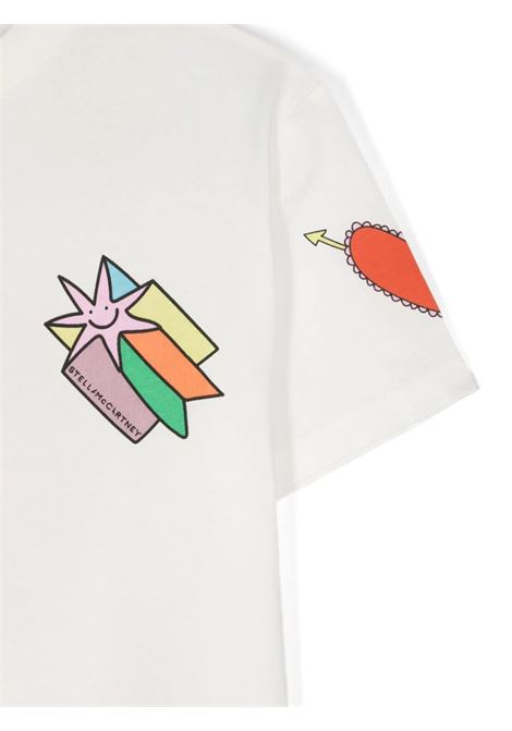 White T-Shirt With Falling Stars Graphics STELLA MCCARTNEY KIDS | TV8D31-Z0434101