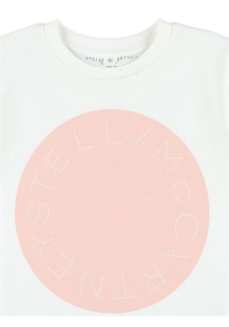 T-Shirt Bianca Con Logo Circolare Rosa STELLA MCCARTNEY KIDS | TV8D51-Z0434101