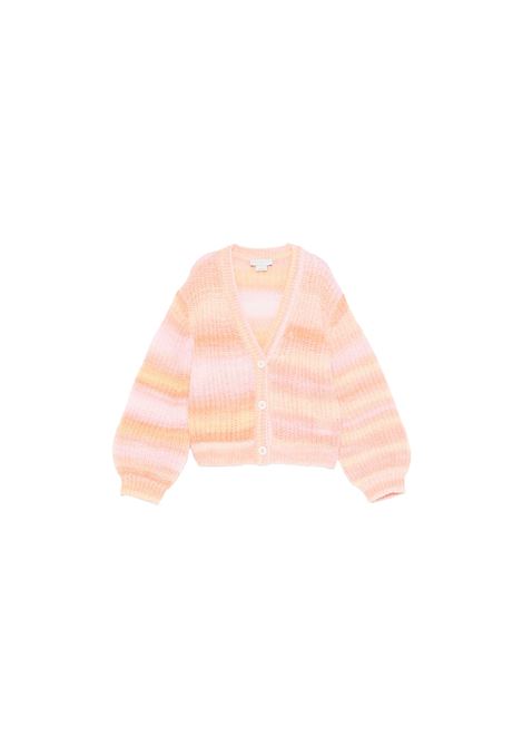 STELLA MCCARTNEY KIDS Cardigan in Maglia Rosa Pesca a Righe Arcobaleno - STELLA MCCARTNEY KIDS