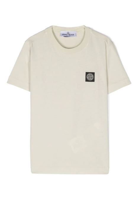 Light Beige T-Shirt With Logo Patch STONE ISLAND JUNIOR | 811620147V0097