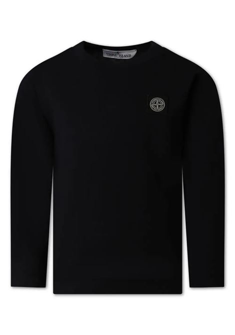 Black T-Shirt With Logo Patch STONE ISLAND JUNIOR | 811620447V0029