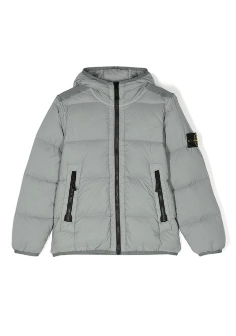 Piumino Con Cappuccio Grigio SEAMLESS TUNNEL NYLON DOWN -TC STONE ISLAND JUNIOR | 811640328V0064