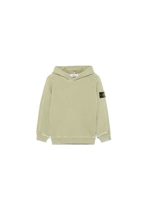 Felpa Con Cappuccio In Cotone Organico Diagonale Verde Salvia Effetto OLD STONE ISLAND JUNIOR | 811660241V0155