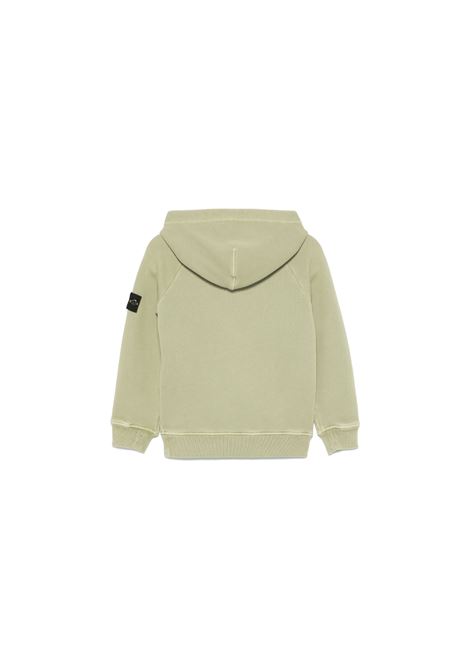 Felpa Con Cappuccio In Cotone Organico Diagonale Verde Salvia Effetto OLD STONE ISLAND JUNIOR | 811660241V0155