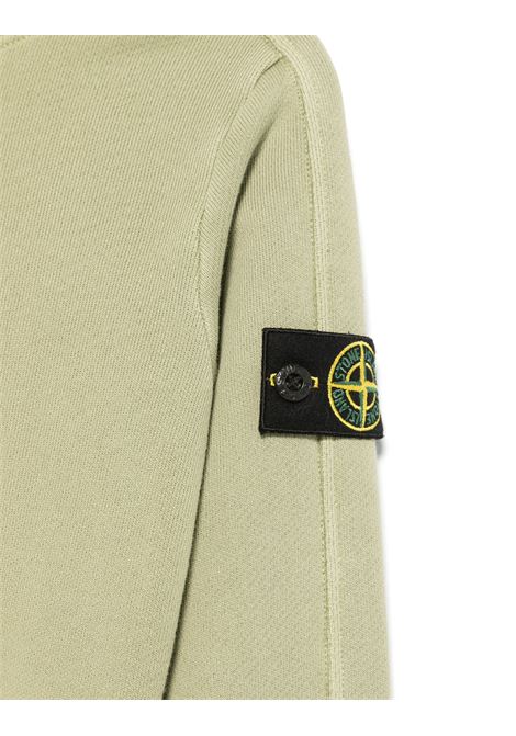 Felpa Con Cappuccio In Cotone Organico Diagonale Verde Salvia Effetto OLD STONE ISLAND JUNIOR | 811660241V0155