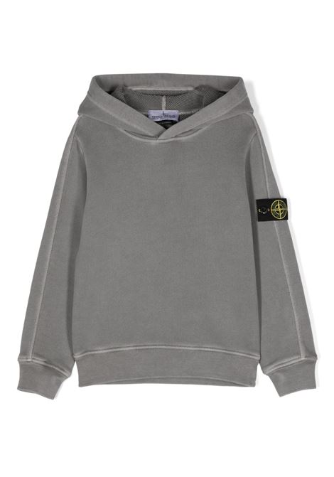 Felpa Con Cappuccio In Cotone Organico Diagonale Grigio Effetto OLD STONE ISLAND JUNIOR | 811660241V0164