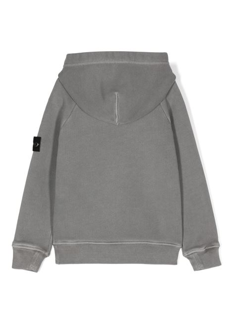 Felpa Con Cappuccio In Cotone Organico Diagonale Grigio Effetto OLD STONE ISLAND JUNIOR | 811660241V0164