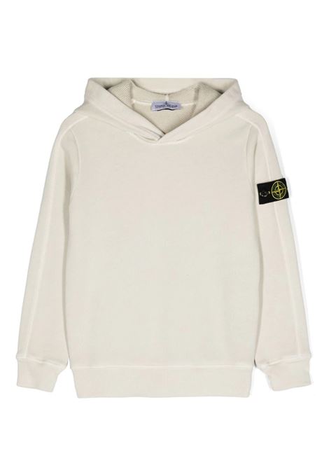 Putty Diagonal Organic Cotton Hoodie With ?OLD? Effect STONE ISLAND JUNIOR | 811660241V0197