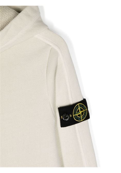 Putty Diagonal Organic Cotton Hoodie With ?OLD? Effect STONE ISLAND JUNIOR | 811660241V0197