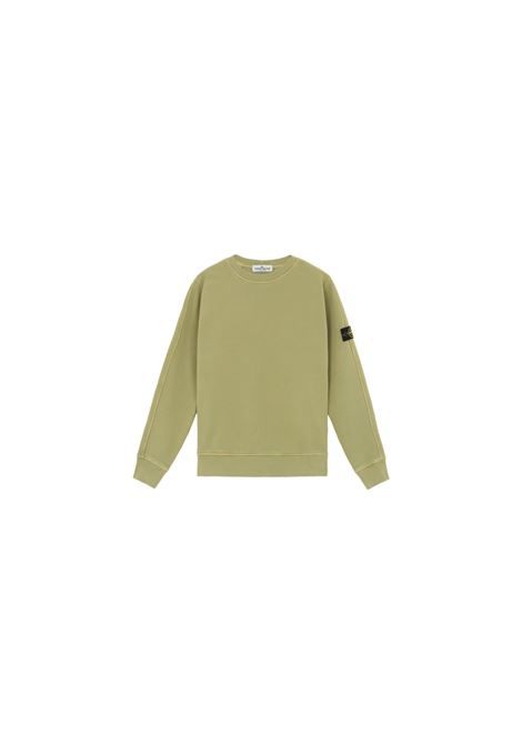 Sage Green Diagonal Organic Cotton Sweatshirt With ?OLD? Effect STONE ISLAND JUNIOR | 811660441V0155