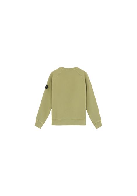 Sage Green Diagonal Organic Cotton Sweatshirt With ?OLD? Effect STONE ISLAND JUNIOR | 811660441V0155