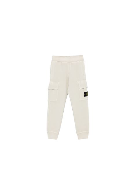 Putty Diagonal Organic Cotton Joggers With ?OLD? Effect STONE ISLAND JUNIOR | 811660541V0197