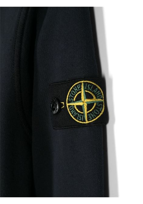 Black Crew Neck Sweatshirt With Logo Badge STONE ISLAND JUNIOR | 811661320V0020
