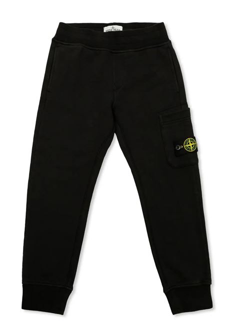 Black Fleece Cotton Cargo Trousers STONE ISLAND JUNIOR | 811661520V0029