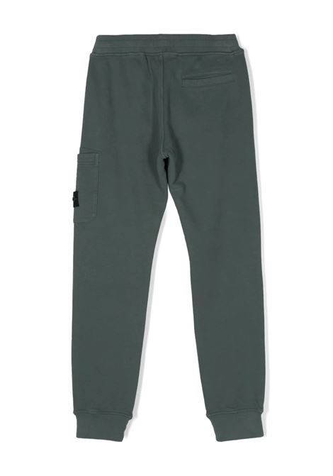 Dark Green Fleece Cotton Cargo Trousers STONE ISLAND JUNIOR | 811661520V0057