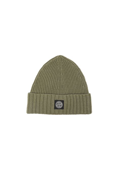 Green Beanie With Stone Island Badge STONE ISLAND JUNIOR | 8116N03Z3V0055