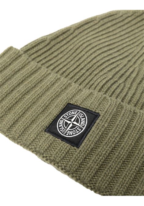 Green Beanie With Stone Island Badge STONE ISLAND JUNIOR | 8116N03Z3V0055