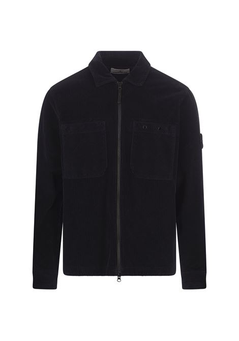 STONE ISLAND Overshirt In Velluto a Coste Blu Navy - STONE ISLAND