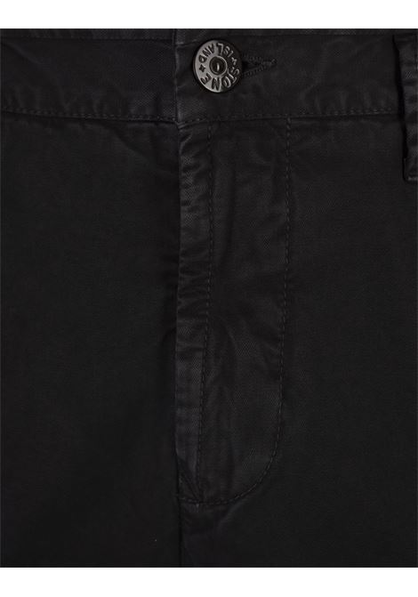 Black Cargo Trousers in Broken Twill Stretch Cotton  STONE ISLAND | 8115303L1A0129