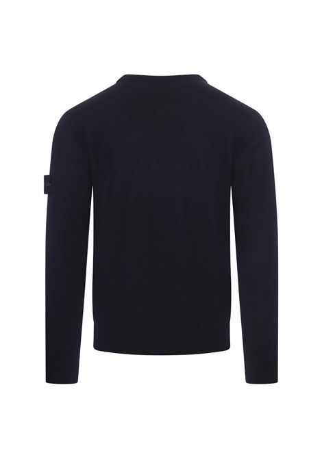 Navy Blue Shaved Wool Crew Neck Sweater STONE ISLAND | 8115510C4A0020