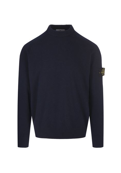 Pullover a Girocollo In Lana Blu Navy STONE ISLAND | 8115545B4V0020