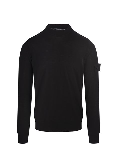 Black Virgin Wool Crew-Neck Sweater STONE ISLAND | 8115566FCV0029