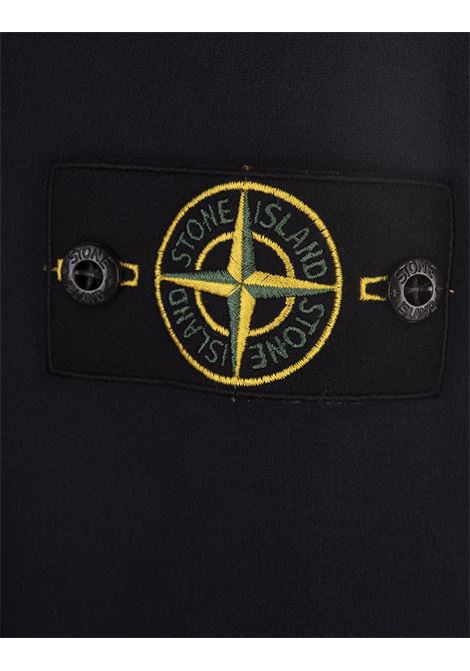 Felpa Con Cappuccio In Cotone Garzato Blu Navy STONE ISLAND | 811560820V0020