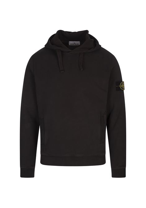 STONE ISLAND Felpa Con Cappuccio In Cotone Garzato Grigio Piombo - STONE ISLAND