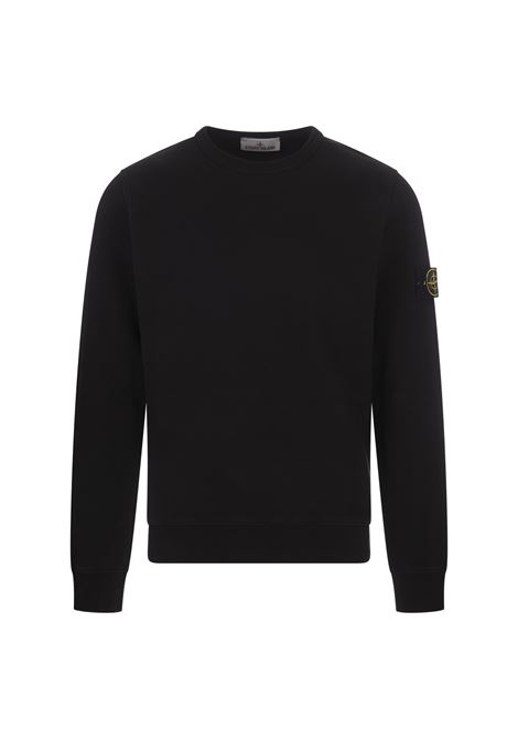 Felpa a Girocollo In Cotone Garzato Nero STONE ISLAND | 811562420V0029