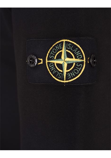 Felpa a Girocollo In Cotone Garzato Nero STONE ISLAND | 811562420V0029