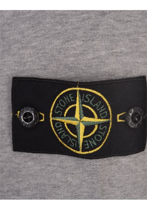 Felpa a Girocollo In Cotone Garzato Grigio Chiaro STONE ISLAND | 811562420V0M64