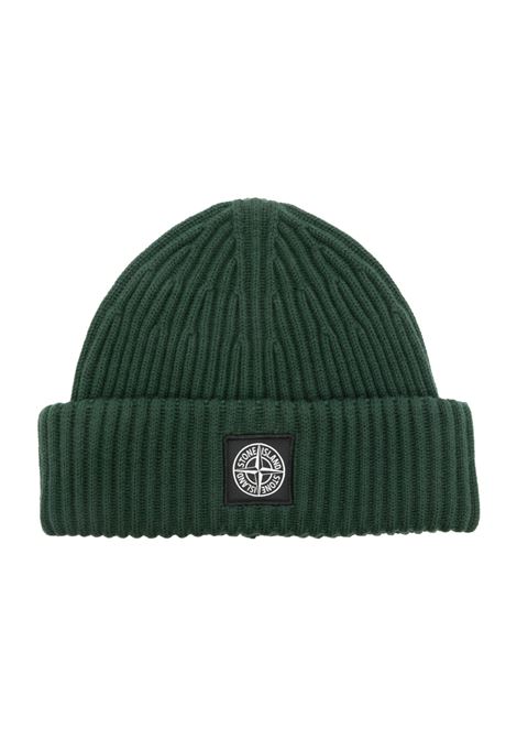 Green Ribbed Wool Beanie With Logo STONE ISLAND | 8115N22C3V0059