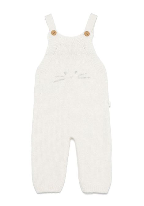 White Knitted Dungarees With Embroidered Cat's Snout TEDDY & MINOU | I24SI002EM634100