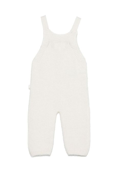 White Knitted Dungarees With Embroidered Cat's Snout TEDDY & MINOU | I24SI002EM634100