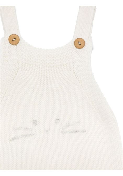 Salopette In Maglia Bianca Con Muso Di Gatto Ricamato TEDDY & MINOU | I24SI002EM634100