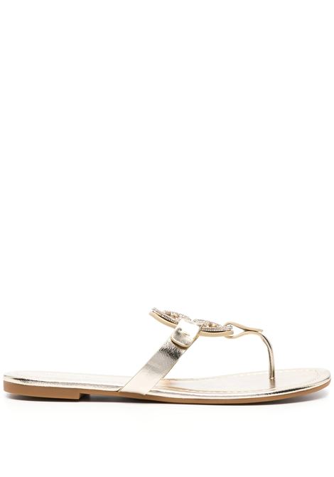 Miller Gold Metallic Leather Sandals With Pav? TORY BURCH | 153708723