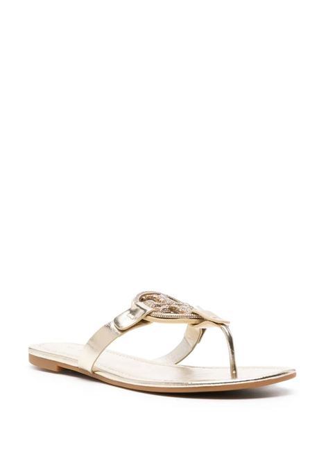 Miller Gold Metallic Leather Sandals With Pav? TORY BURCH | 153708723