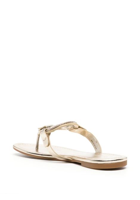 Miller Gold Metallic Leather Sandals With Pav? TORY BURCH | 153708723