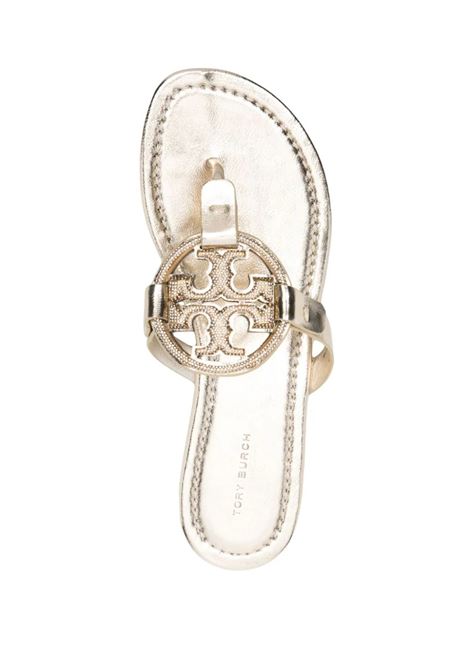 Miller Gold Metallic Leather Sandals With Pav? TORY BURCH | 153708723