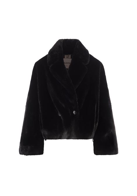 Cappotto Corto Doppiopetto In Finta Pelliccia Nera VALENTINI 1972 | 2101BLACK