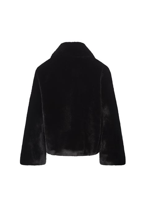 Cappotto Corto Doppiopetto In Finta Pelliccia Nera VALENTINI 1972 | 2101BLACK